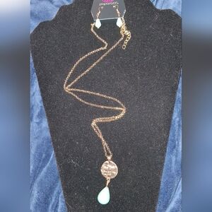 *NWT* PAPARAZZI *CLEARANCE* Long Gold Be Kind Necklace With Teal Stone.